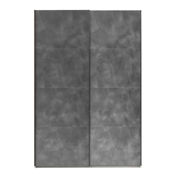 Vista frontale Armadio camera da letto in legno struttura Bianco con 2 ante scorrevoli Cemento modello Sliding Totò Piccinni