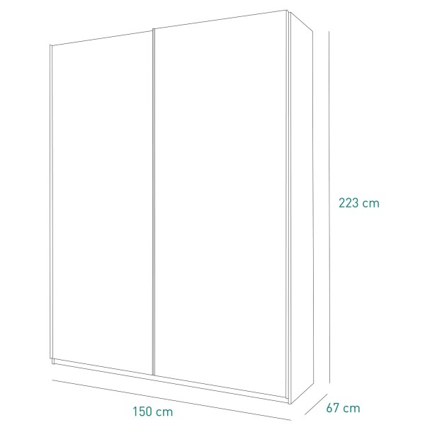 Specifica dimensioni Armadio  in legno struttura Rovere Artisan con 2 ante scorrevoli, 1 Cemento e 1 Rovere Artisan  modello Sliding Totò Piccinni