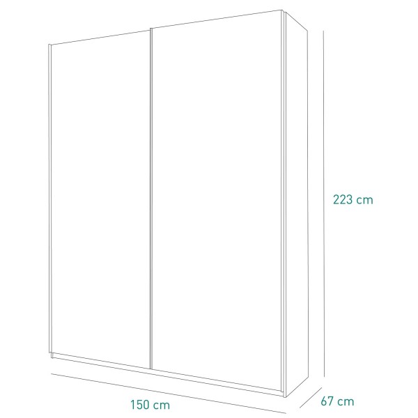 Dimensioni Armadio Sliding Totò Piccinni larghezza 150 cm a 2 ante scorrevoli