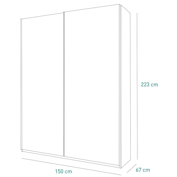 Specifica dimensioni Armadio in legno struttura Rovere Artisan con 2 ante scorrevoli 1 Bianco Lucido e 1 Rovere Artisan modello Sliding Totò Piccinni