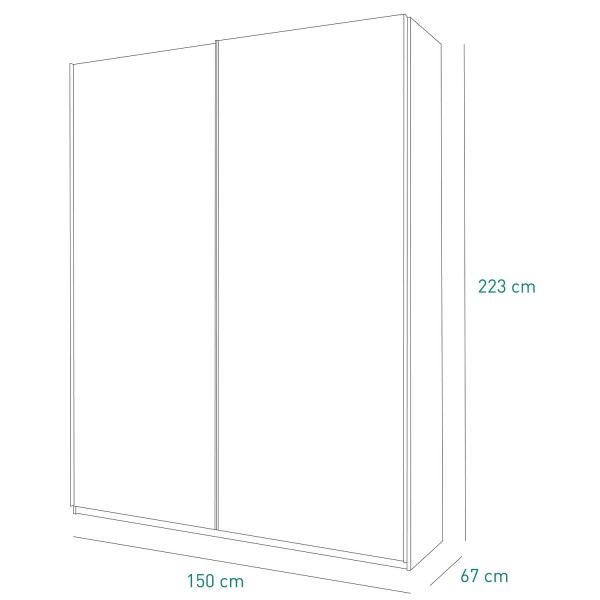 Specifica dimensioni Armadio in legno struttura Bianca con due ante scorrevoli Rovere Artisan modello Sliding Totò Piccinni