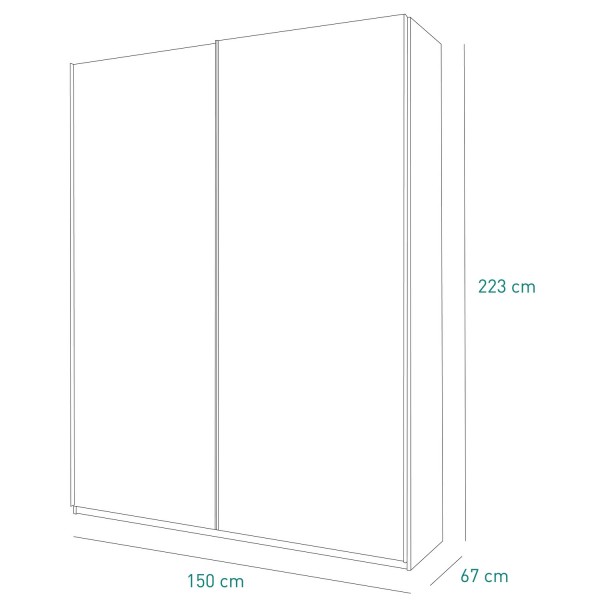 Specifica dimensioni Armadio in legno struttura Bianca con due ante scorrevoli, 1 Rovere Artisan e 1 Bianco Lucido modello Sliding Totò Piccinni