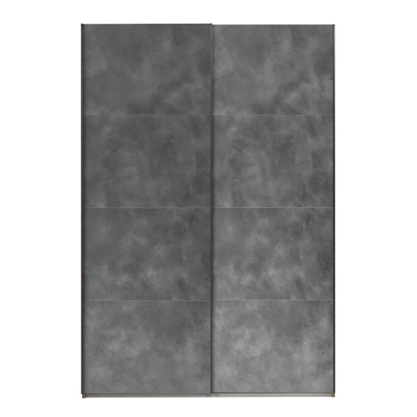 Vista frontale Armadio camera da letto in legno struttura Rovere Artisan con 2 ante scorrevoli Cemento modello Sliding Totò Piccinni