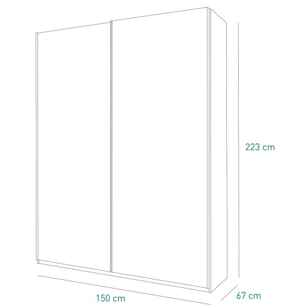 Specifica dimensioni Armadio in legno struttura Rovere Artisan con 2 ante scorrevoli Cemento modello Sliding Totò Piccinni