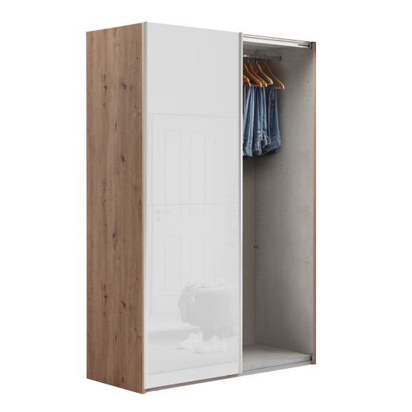 mobile ad ante scorrevoli bianco lucide, colore struttura rovere artisan. Modello Sliding, Totò Piccinni