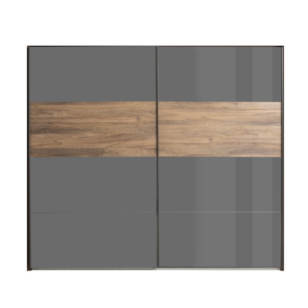 armadio guardaroba grigio laccato/noce brera vista frontale 