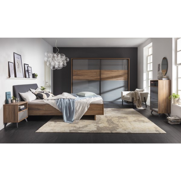 cabina armadio grigio laccato/noce brera  ambientata
