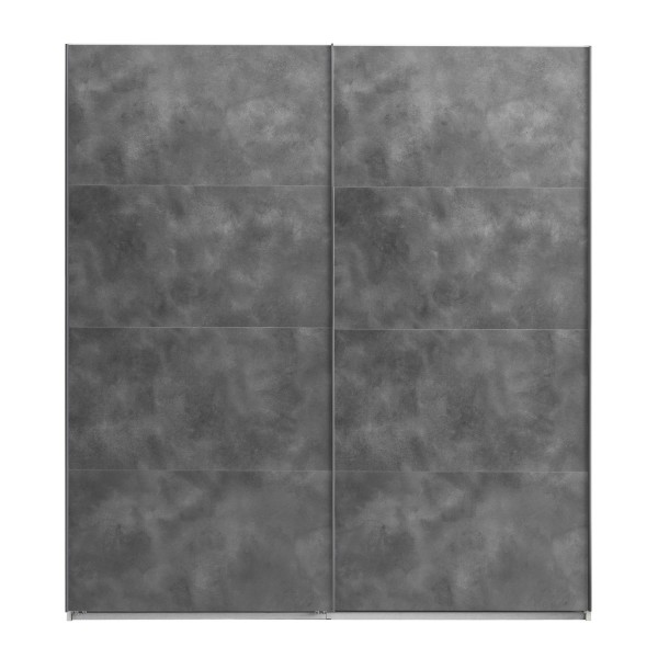 Vista frontale Armadio camera da letto in legno struttura Bianco con due ante scorrevoli, Grigio Cemento modello Sliding Totò Piccinni