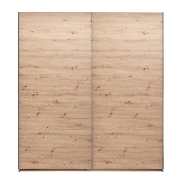 Vista frontale Armadio camera da letto  in legno struttura Rovere Artisan con due ante scorrevoli Rovere Artisan modello Sliding Totò Piccinni