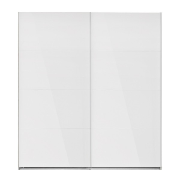 Vista frontale Armadio camera da letto  in legno struttura Bianco con due ante scorrevoli, 1 Bianco Lucido modello Sliding Totò Piccinni