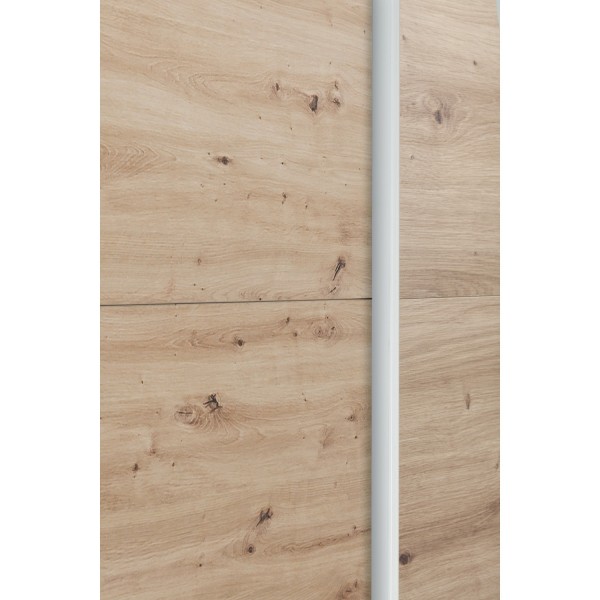 Dettaglio  Armadio classico  in legno struttura Bianco con due ante scorrevoli, Rovere Artisan modello Sliding Totò Piccinni