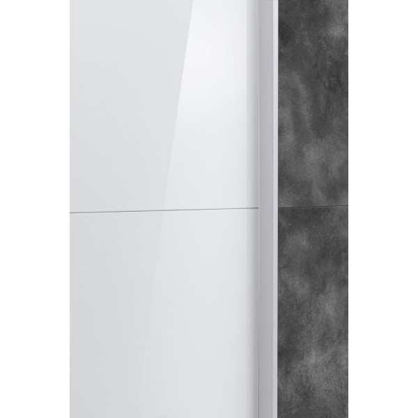 Dettaglio Armadio ante scorrevoli in legno struttura Bianco con due ante scorrevoli, 1 Grigio Cemento e 1 Bianco Lucido modello Sliding Totò Piccinni