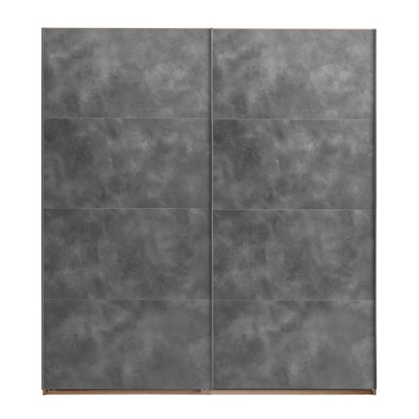 Vista frontale Armadio camera da letto in legno struttura Rovere Artisan con due ante scorrevoli, Grigio Cemento modello Sliding Totò Piccinni