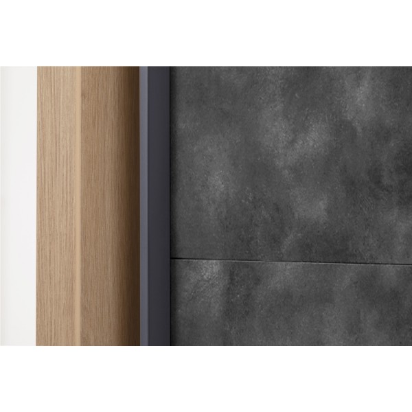 Dettaglio  Armadio classico in legno struttura Rovere Artisan con due ante scorrevoli, Grigio Cemento modello Sliding Totò Piccinni