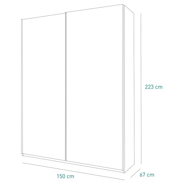 Specifica dimensioni Armadio in legno struttura Rovere Artisan con 2 ante scorrevoli a specchio modello Sliding Totò Piccinni