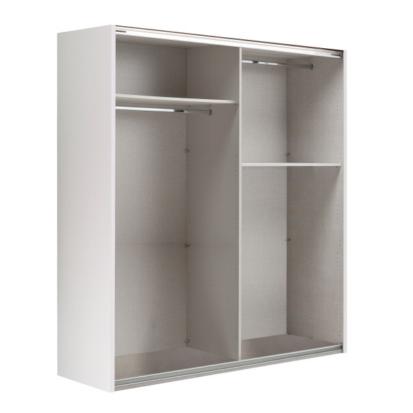 Vista diagonale senza ante Armadio da ingresso in legno struttura Rovere Artisan con 2 ante scorrevoli a specchio modello Sliding Totò Piccinni
