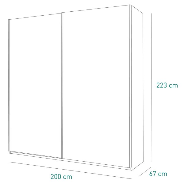 Specifica dimensioni Armadio in legno struttura Cashmere con 2 ante scorrevoli a specchio modello Sliding Totò Piccinni
