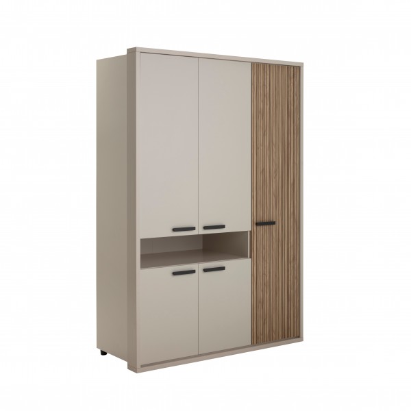 Armadio guardaroba in legno colore "Cannettato/Cashmere" con 5 ante e 1 vano modello Zefiro Totò Piccinni