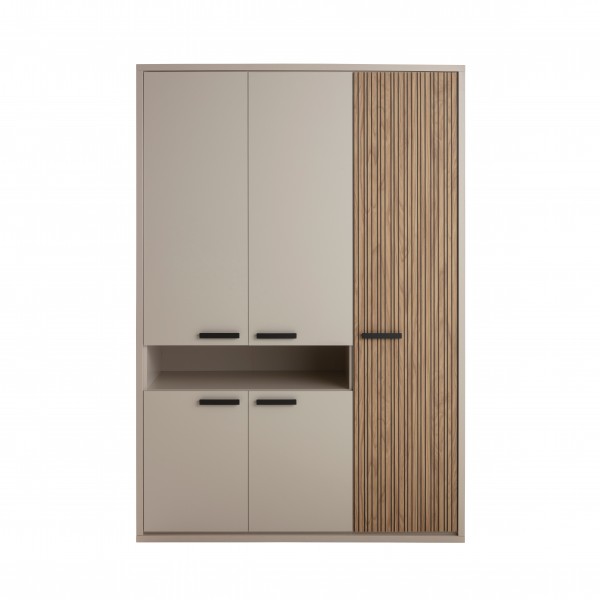 Armadio guardaroba in legno colore "Cannettato/Cashmere" con 5 ante e 1 vano modello Zefiro Totò Piccinni