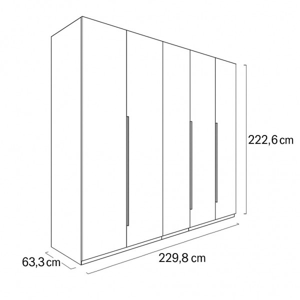 Specifica dimensioni Armadio 5 ante battenti con 1 anta a specchio Grigio Gessato/Cashmere Topmatt modello Splendida Totò Piccinni