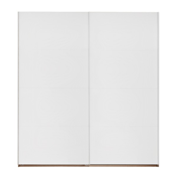 Vista frontale Armadio classico in legno con struttura Noce Brera con 2 ante scorrevoli Bianco Opaco modello Sliding Totò Piccinni