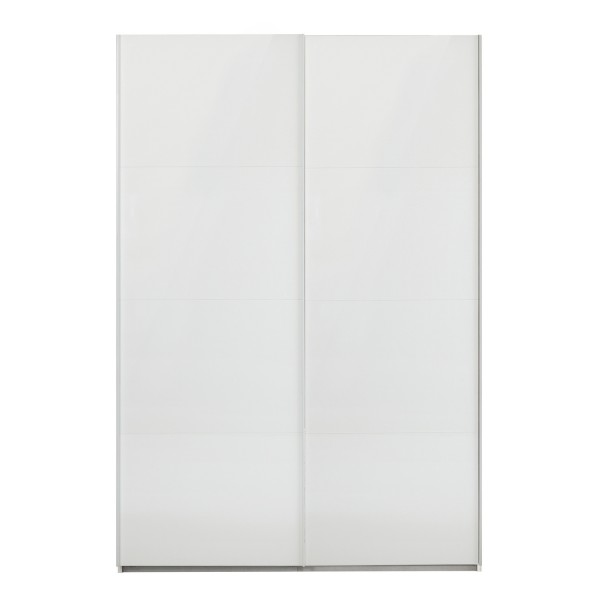 Vista frontale Armadio classico in legno struttura Noce Brera con 2 ante scorrevoli Bianco Opaco modello Sliding Totò Piccinni