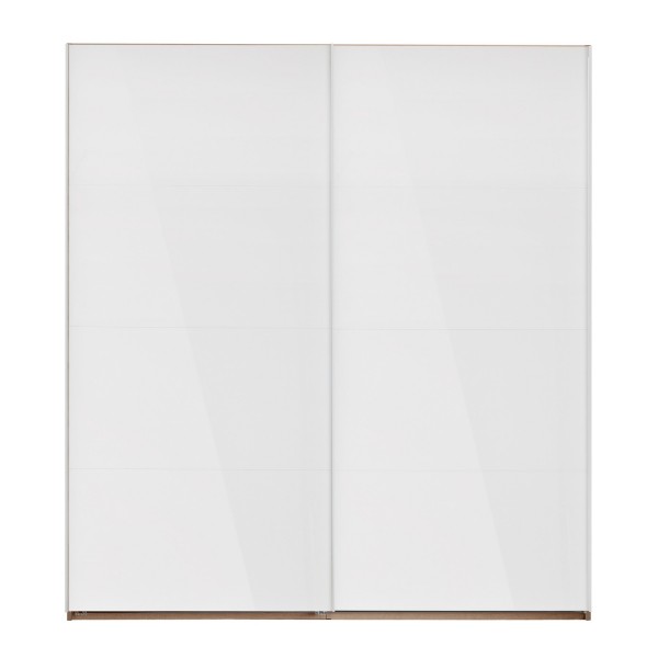 Vista frontale Armadio classico in legno struttura Noce Brera con 2 ante scorrevoli Bianco Lucido modello Sliding Totò Piccinni