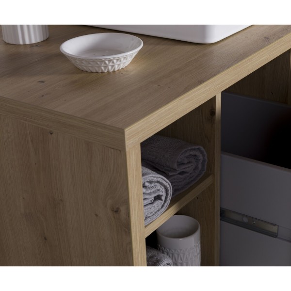 Dettaglio Mobile bagno lavabo in legno colore "Rovere Artisan/Nero Chalet" modello Nexus Totò Piccinni