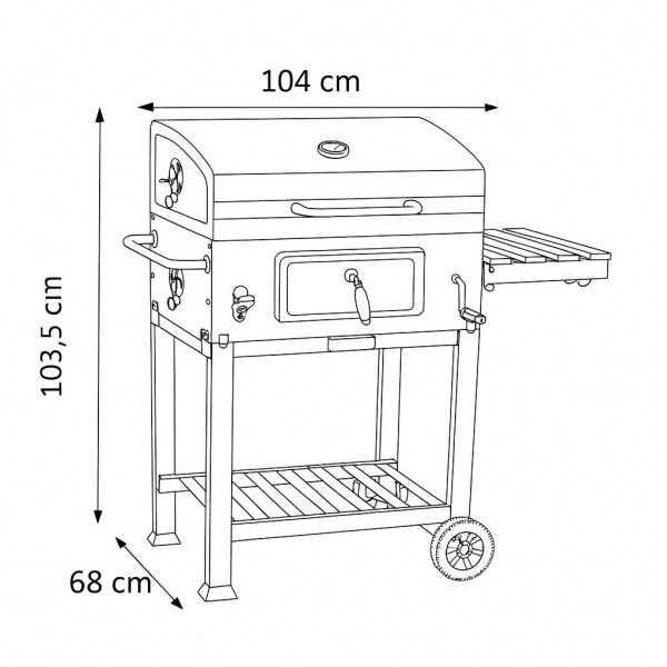 Specifica dimensioni BBQ Barbecue a carbonella con brace regolabile e ruote modello Diablo New Totò Piccinni