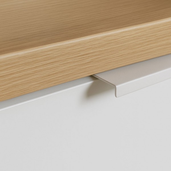 Dettaglio Mobile porta tv in legno colore "Bianco Laccato/Rovere Miele" con 2 ante e 3 cassetti modello Orbis Totò Piccinni