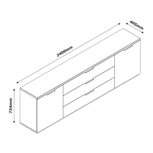Specifica dimensioni Mobile porta tv classico in legno colore "Bianco Laccato/Rovere Miele" con 2 ante e 3 cassetti modello Orbis Totò Piccinni