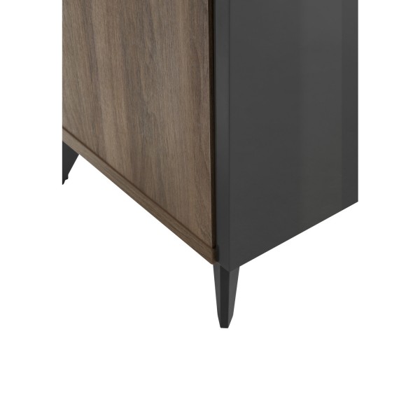 Dettaglio Madia in legno colore "Grigio Scuro Laccato/Noce Brera" con 2 ante e 1 vano modello Celestia Totò Piccinni