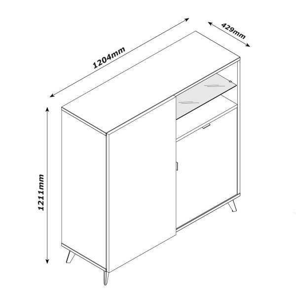 Specifica dimensioni Madia colore "Grigio Scuro Laccato/Noce Brera" con 2 ante e 1 vano modello Celestia Totò Piccinni