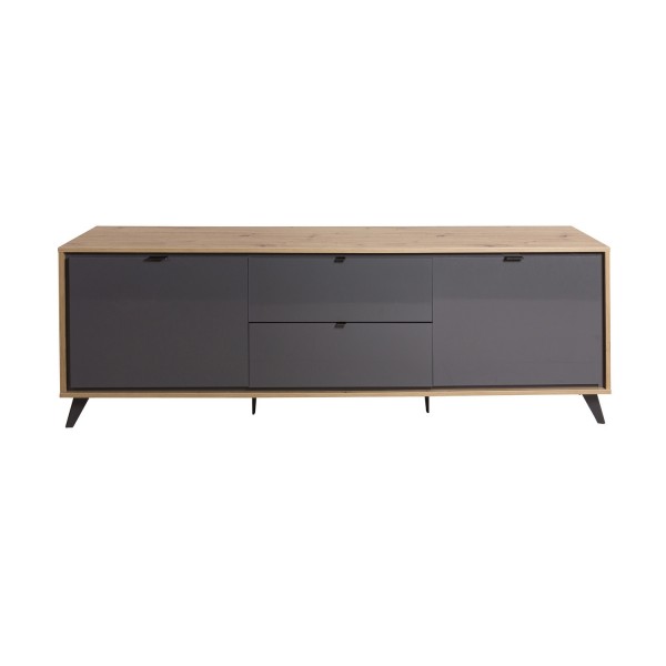 mobile porta tv a terra rovere miele/grigio laccato vista frontale 