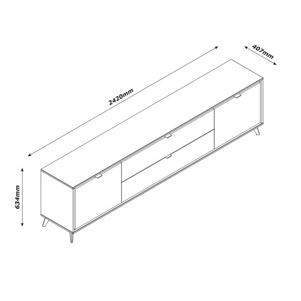 Specifica dimensioni Porta tv in legno colore "Rovere Miele/Grigio Laccato" modello Lumen Totò Piccinni