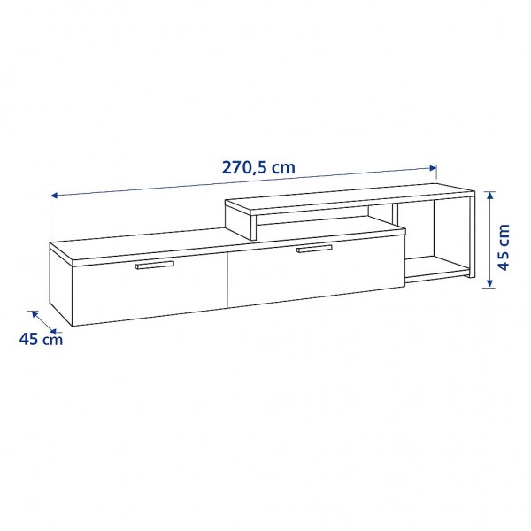Specifica dimensioni Mobile porta tv moderno in legno colore "Rovere/Grigio Antracite" 1 cassetto, 3 vani e 1 ribalta modello Nove Totò Piccinni