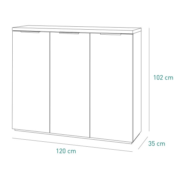 Specifica dimensioni Mobile contenitore in legno colore "Effetto Marmo/Bianco Laccato" con 3 ante modello Orbis Totò Piccinni