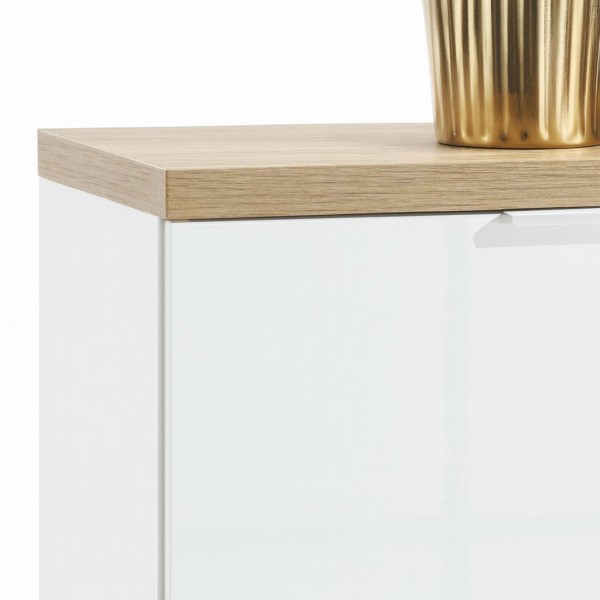 Dettaglio Mobile contenitore doppio cassetto in legno colore "Bianco Laccato/Rovere Riviera" con 6 cassetti modello Orbis Totò Piccinni