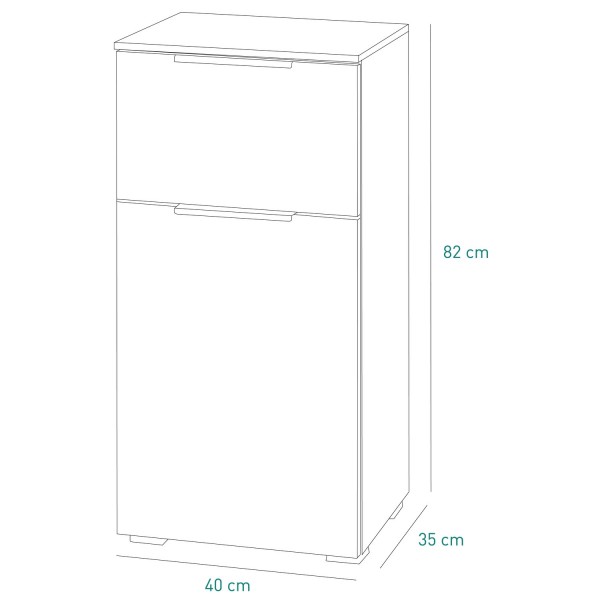 specifica delle dimensioni mobile colonna bagno 1 anta e 1 cassetto cemento/bianco laccato modello Orbis Totò Piccinni