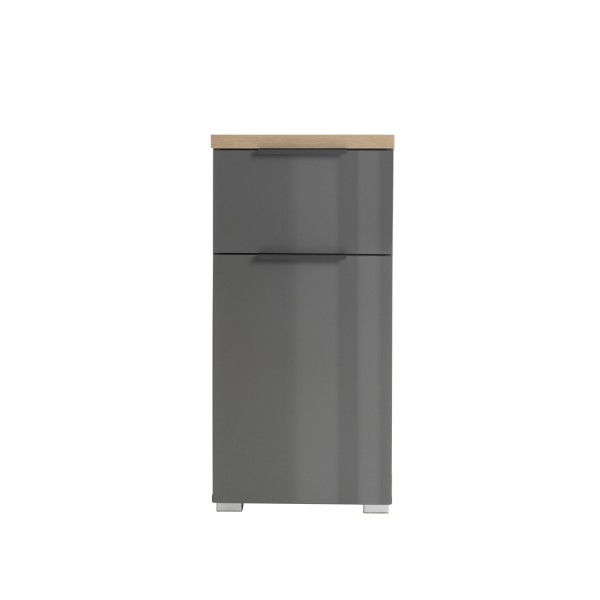 Colonna bagno colore "Grigio Laccato/Rovere Miele" 1 ante e 1 cassetto modello Orbis Totò Piccinni