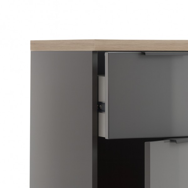 Dettaglio Mobile colonna bagno colore "Grigio Laccato/Rovere Miele" 1 ante e 1 cassetto modello Orbis Totò Piccinni