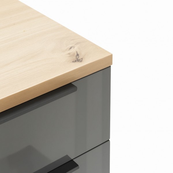 Dettaglio Mobile colonna bagno colore "Grigio Laccato/Rovere Miele" 1 ante e 1 cassetto modello Orbis Totò Piccinni