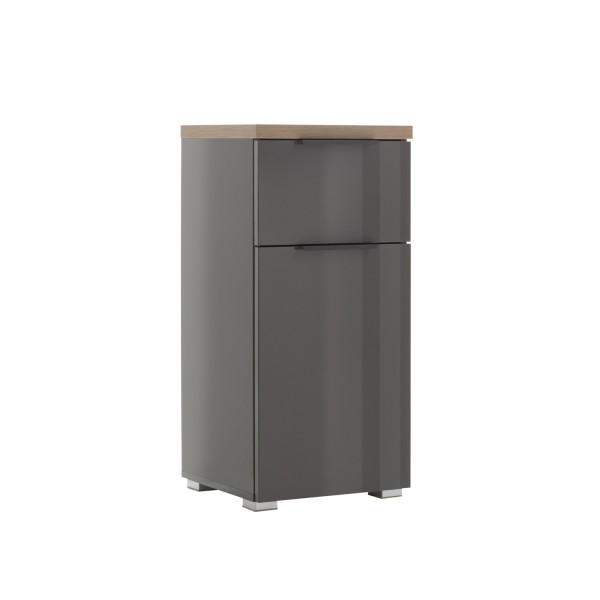 Mobile colonna bagno colore "Grigio Laccato/Rovere Miele" 1 ante e 1 cassetto modello Orbis Totò Piccinni