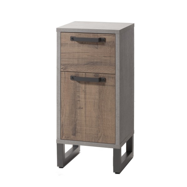 Colonna Bagno 1 Anta e 1 Cassetto colore "Rovere Invhecchiato/Grigio" modello Sylva Totò Piccinni