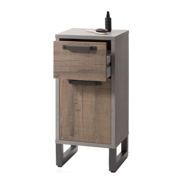Colonna Bagno 1 Anta e 1 Cassetto colore "Rovere Invhecchiato/Grigio" modello Sylva Totò Piccinni