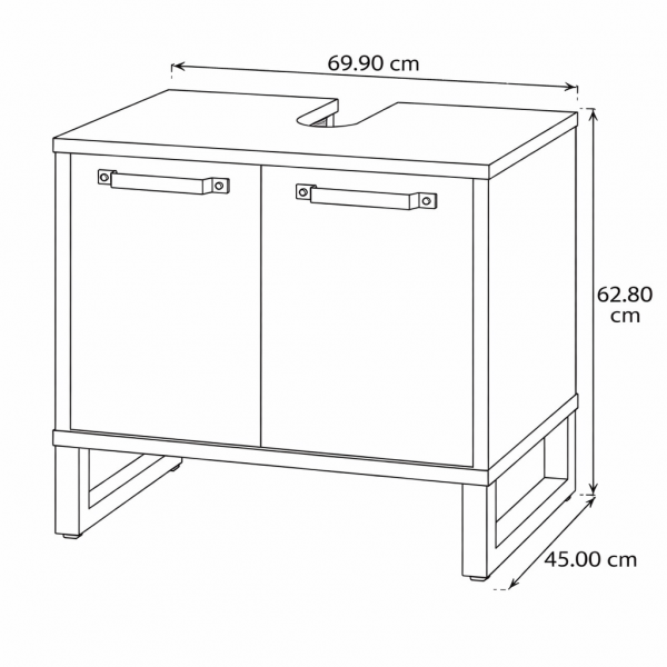 Specifica dimensioni Base lavabo in legno con 2 ante colore "rovere invecchiato/grigio" modello Sylva Totò Piccinni