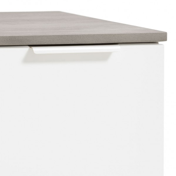 Dettaglio Mobile contenitore moderno in legno colore "Cemento/Bianco Laccato" con 3 cassetti e 1 anta modello Zenit Totò Piccinni