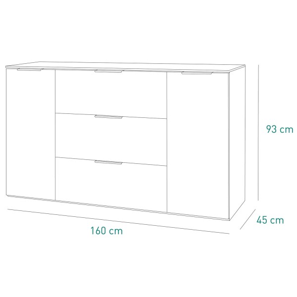 Specifica dimensioni Mobile contenitore in legno colore "Cemento/Bianco Laccato" con 3 cassetti e 2 ante modello Zenit Totò Piccinni