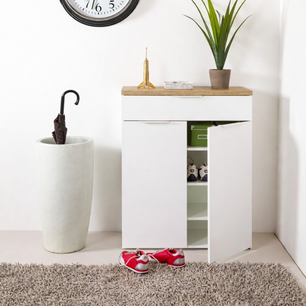 Vista ambientata Mobile Contenitore in legno 2 ante e 1 cassetto modello Orbis Totò Piccinni