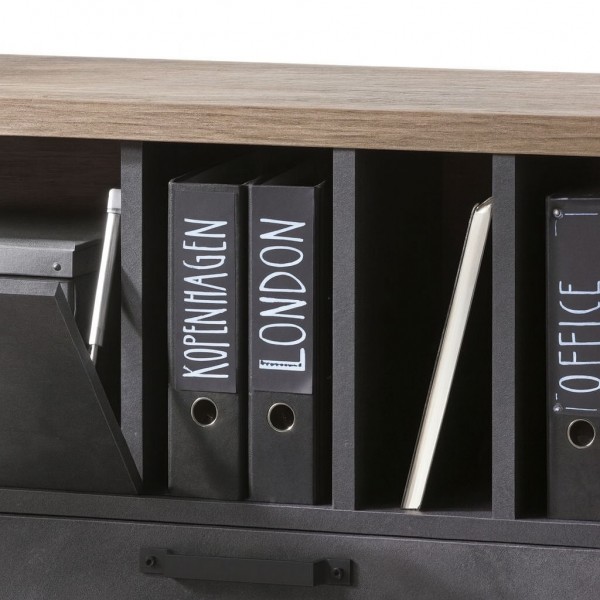 Dettaglio Mobile contenitore moderna in legno colore "Rovere Invecchiato/Cemento" modello Sylva Totò Piccinni